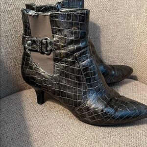 Dark gray Crocodile Pattern Ankle Boots by Anne Klein